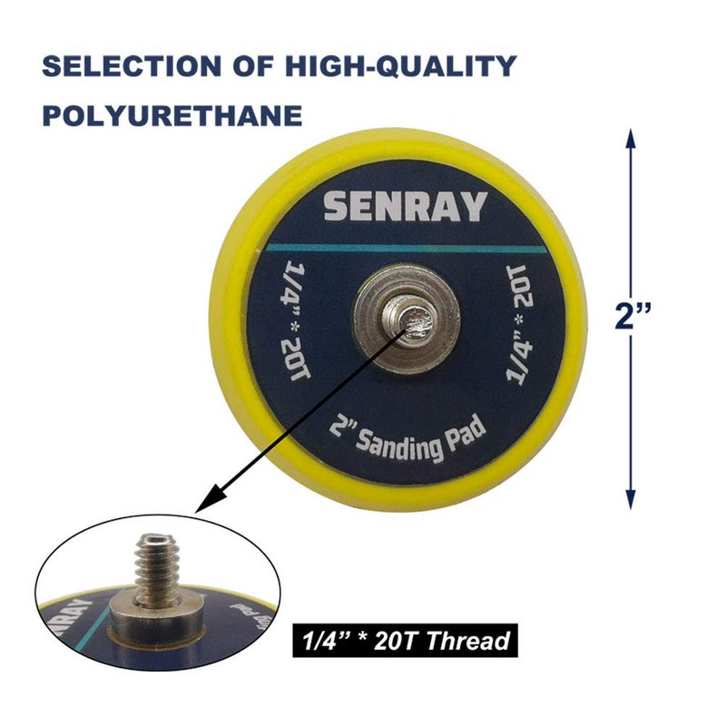 SENRAY 5Pcs 2-Inch Dual-Action Hook & Loop Backing Plate for Sanders and Polishers, 1/4"-20 Thread | 15,000 RPM - Image 3